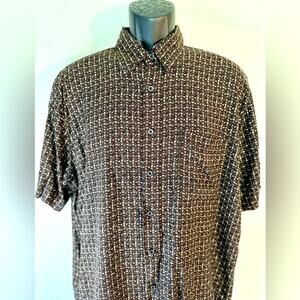Men”s Vintage Natural Issue Casual Short Sleeve Button-Down Large Brown & Tan
